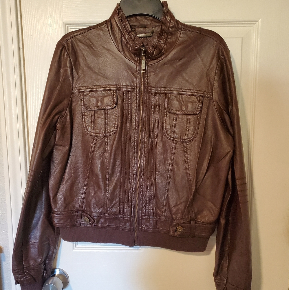 Dark brown faux leather jacket